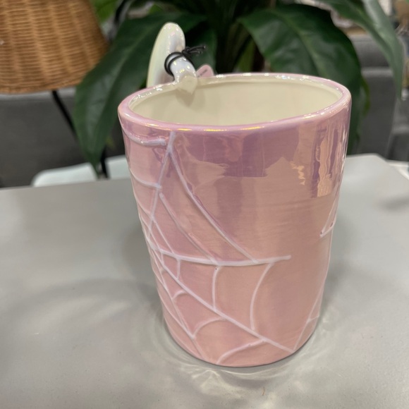 Halloween PINK Ghost & Spiderweb Iridescent ceramic mug PINKoWEEN 🩷👻 NEW - Picture 2 of 3
